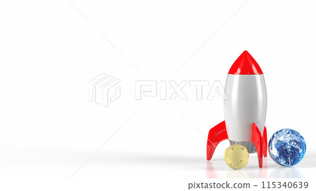 The Rocket moon and earth for sci or education concept 3d rendering. 115340639
