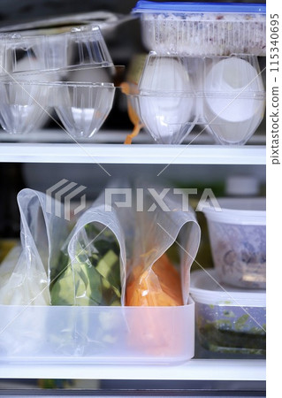 Prepared dishes in the refrigerator Refrigerator storage Prepared dishes in the refrigerator Refrigerator storage 115340695
