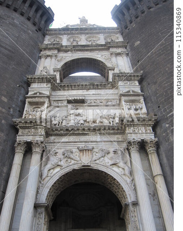 Castel Nuovo and Alfonso's Arch in the Historic Center of Naples Castel Nuovo and Alfonso's Arch in the Historic Center of Naples 115340869