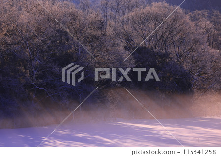 Nishiwaga Town, Iwate Prefecture Winter scenery at sunrise 115341258