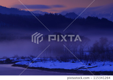 Nishiwaga Town, Iwate Prefecture Winter scenery at sunrise Nishiwaga Town, Iwate Prefecture Winter scenery at sunrise 115341264