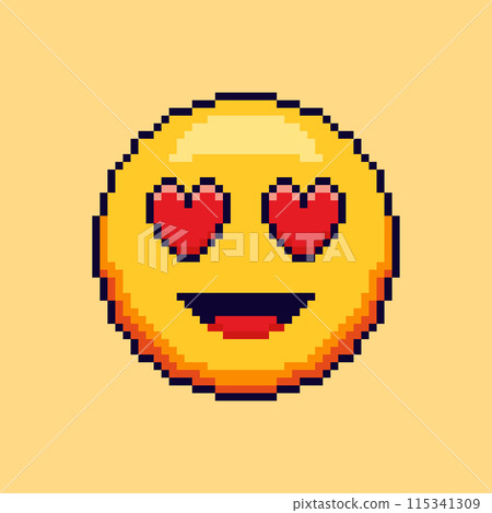Pixel art style Smiling Face with Heart Eyes design 115341309
