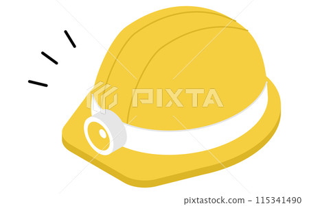 Simple isometric illustration of disaster prevention goods, helmet with headlight Simple isometric illustration of disaster prevention goods, helmet with headlight 115341490