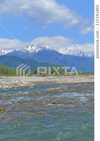 Azumino in May: Takase River and the Northern Alps 115341865