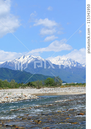 Azumino in May: Takase River and the Northern Alps Azumino in May: Takase River and the Northern Alps 115341950