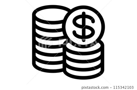 以美元計價的儲蓄投資的黑線繪圖圖標 115342103