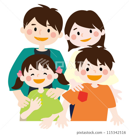 可以裝入窗戶或框架的微笑家庭的向量圖 115342516