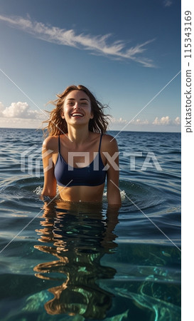 Women playing in the sea Women playing in the sea 115343169