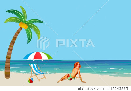 pretty girl on a beach pretty girl on a beach 115343285