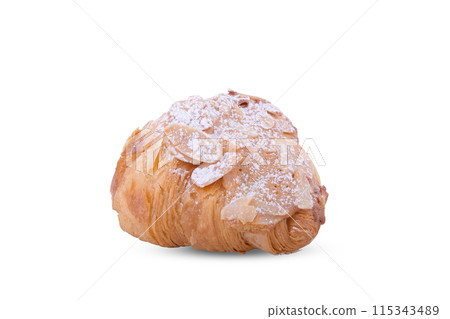 Almond Croissant on White Background 115343489