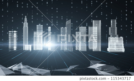具有數據流和未來建築的數位城市 115343717