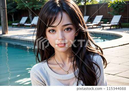 AI生成素材| 享受夏日泳池的年輕可愛女性形象| 海外旅行形象 AI生成素材| 享受夏日泳池的年輕可愛女性形象| 海外旅行形象 115344088