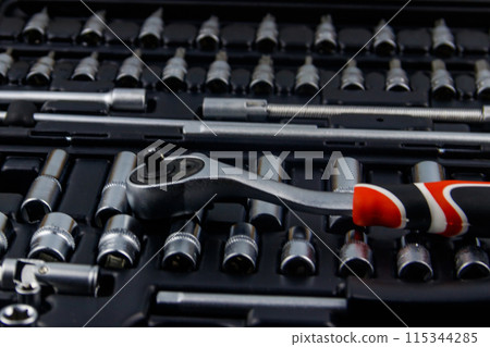 Close-up of universal tool kit for car repair Close-up of universal tool kit for car repair 115344285