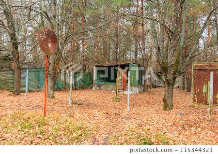 Old abandoned house in the ghost town Pripyat in Chernobyl Exclusion Zone, Ukraine Old abandoned house in the ghost town Pripyat in Chernobyl Exclusion Zone, Ukraine 115344321