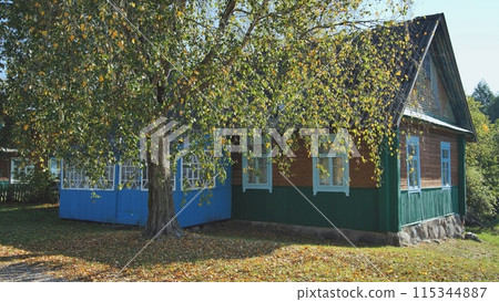 Rural landscape. House in the villages of Eastern Europe. 115344887