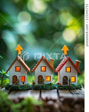 Wooden House Models in Sunlight 115345755