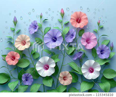 Colorful morning glory paper craft 115345810