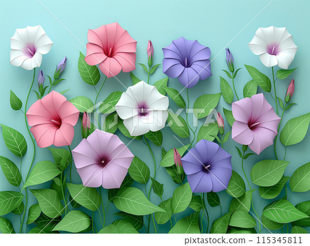 Colorful morning glory paper craft 115345811