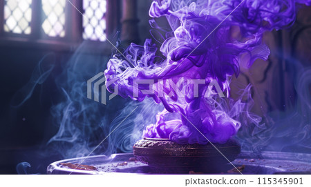 A purple smoke cloud is hovering over a small object A purple smoke cloud is hovering over a small object 115345901
