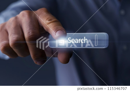 Search bar, online navigation, efficiently search and explore information on websites, apps and digital platforms, touch screen searching engine icon 115346707