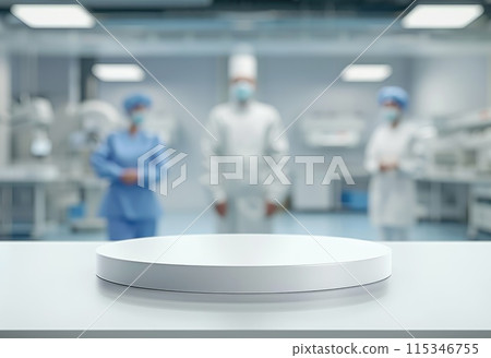 Pharmacology medicine stand mockup, empty podium on table with banner and copy space, showcasing pharmaceutical products, research, and innovation in the healthcare industry. Pharmacology medicine stand mockup, empty podium on table with banner and copy space, showcasing pharmaceutical products, research, and innovation in the healthcare industry. 115346755