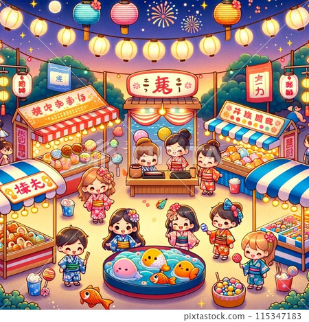 插畫素材：暑假祭 115347183