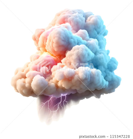 3d cloud with lightning 115347228
