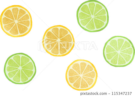 切片檸檬和酸橙的插圖 115347237