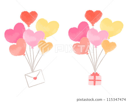 一堆彩色心型氣球、信件/禮物 115347474
