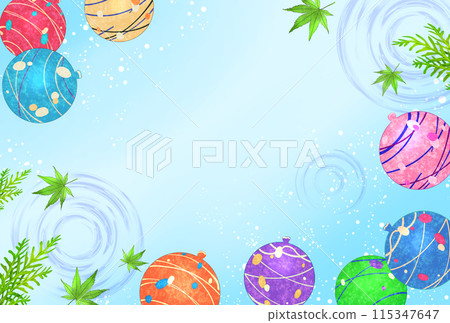 溜溜球、藍楓和水生植物夏季背景 115347647