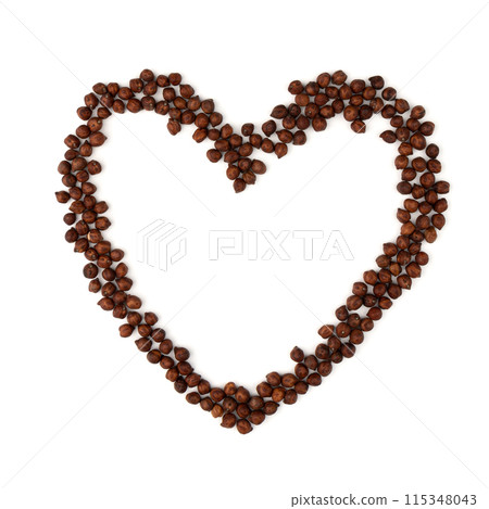 heart of chickpeas isolated on white background, top view heart of chickpeas isolated on white background, top view 115348043