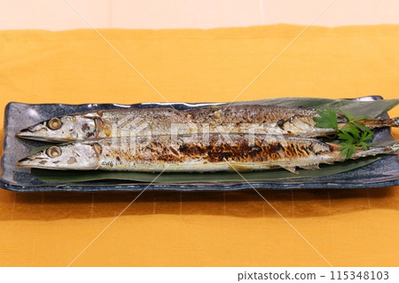 Pacific saury, grilled fish, side dish 115348103