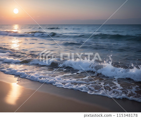 The sea dyed by the setting sun The sea dyed by the setting sun 115348178