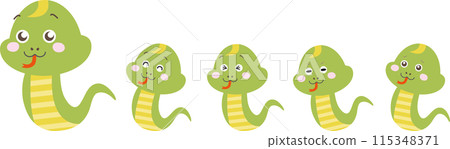 Cute snake parent and child characters illustration 115348371