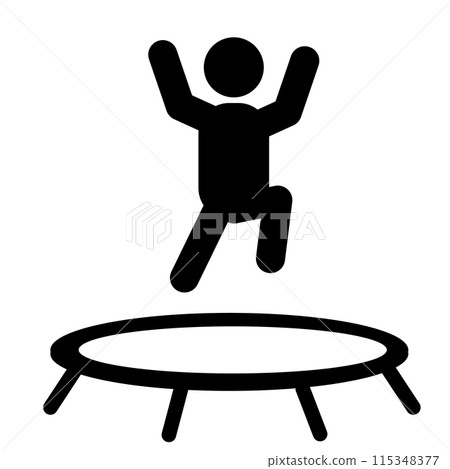 Person jumping on a trampoline icon. People jumping trampoline sign. Trampoline symbol. flat style. 115348377