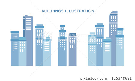 Blue simple cute background illustration of city skyscrapers Blue simple cute background illustration of city skyscrapers 115348681