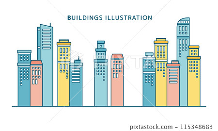 Scandinavian style cute pastel color background illustration of urban skyscrapers Scandinavian style cute pastel color background illustration of urban skyscrapers 115348683
