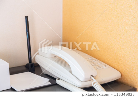 Telephone and writing equipment in hotel rooms Telephone and writing equipment in hotel rooms 115349023
