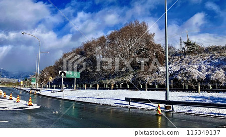 Scenery of Shimomaki Parking Area in winter on the Kanto Expressway 115349137