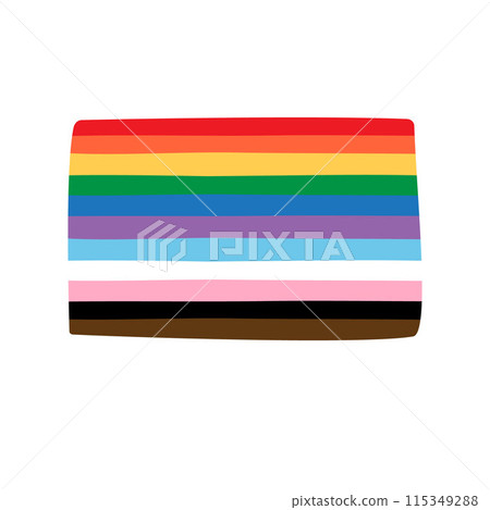 Vector hand drawn flat new lgbtq flag Vector hand drawn flat new lgbtq flag 115349288