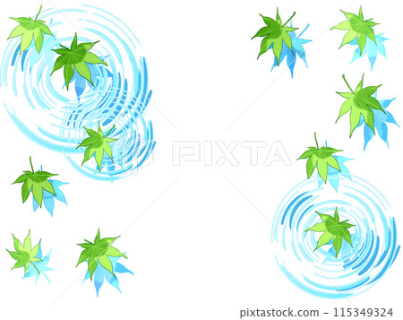 Green maple leaves and water ripples Green maple leaves and water ripples 115349324
