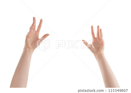 Female hands spooking gesture isolated on white 115349607