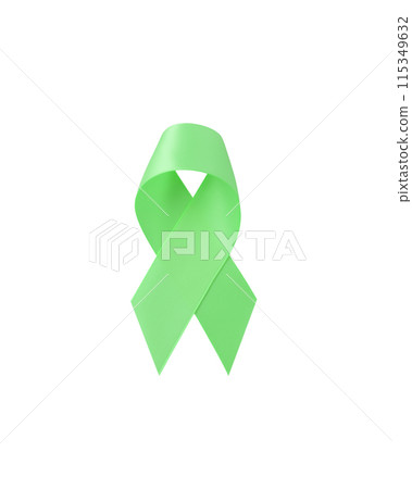 Green awareness ribbon isolated on white background Green awareness ribbon isolated on white background 115349632