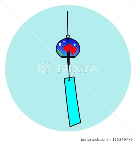 Illustration of a wind chime with a circular background 115349776