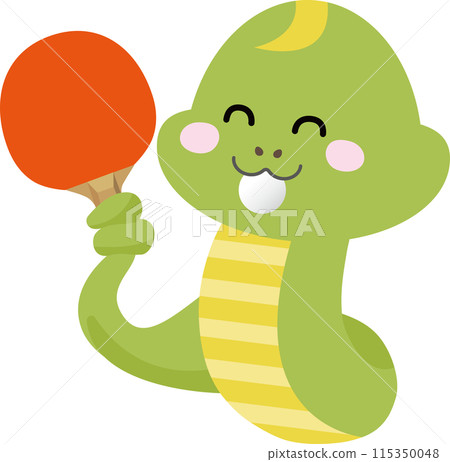 蛇愉快地打乒乓球的插圖 115350048