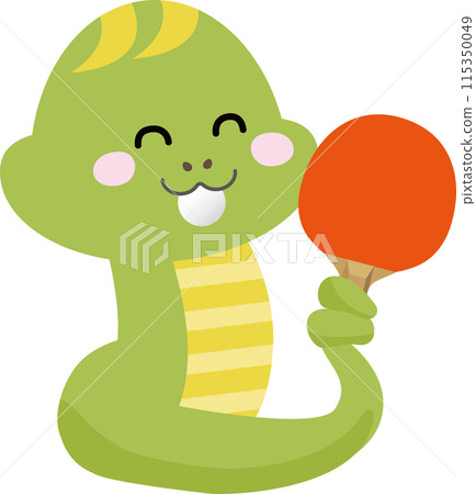 蛇愉快地打乒乓球的插圖 115350049