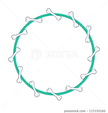 Illustration of a circular decorative frame of bones 115350160