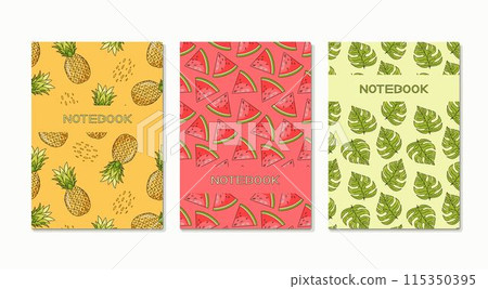 Design of a summer tropical cover notebook, book 115350395