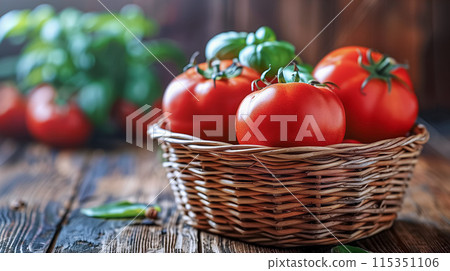 快要從籃子裡溢出的西紅柿 115351106