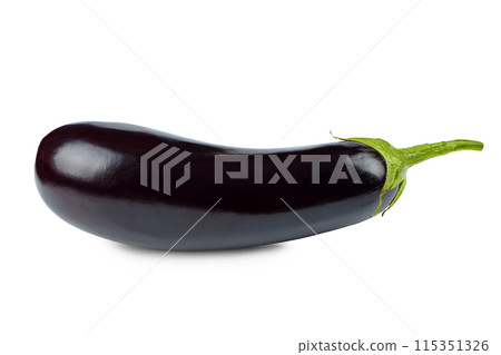 One fresh raw healthy eggplant or aubergine vegetable isolated on white background One fresh raw healthy eggplant or aubergine vegetable isolated on white background 115351326